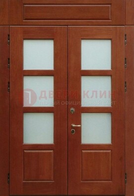 Металлическая парадная дверь со стеклом ДПР-69 для загородного дома в Щербинке