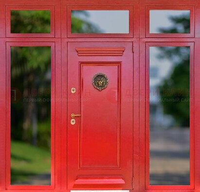 Красная парадная дверь для частного дома ДПР-88 в Щербинке