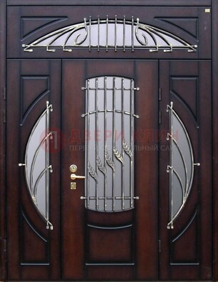 Парадная дверь со стеклянными вставками и ковкой ДПР-9 для улицы в Щербинке