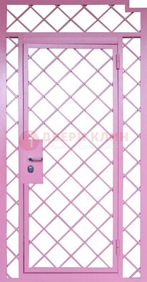 Розовая металлическая решетчатая дверь ДР-15 в Щербинке