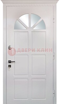 Светлая железная дверь со стеклом ДС-29 в Щербинке