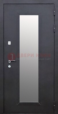 Черная стальная дверь порошок со стеклом ДС-33 в Щербинке