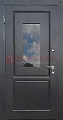 Чёрная металлическая дверь со стеклом ДС-77 в Щербинке