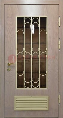 Железная дверь Винорит со стеклом и ковкой с решеткой ДСК-265 в Щербинке