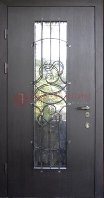Остекленная стальная дверь с ковкой ДСК-26 в Щербинке