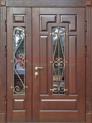 Стальная распашная дверь Винорит стекло и ковка ДСК-274 в Щербинке