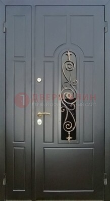 Металлическая дверь Винорит со стеклом в темном цвете ДСК-276 в Щербинке