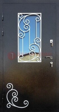 Входная дверь Порошок со стеклом и ковкой ДСК-278 в Щербинке