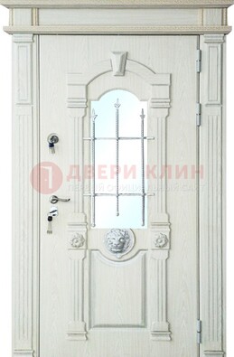Герметичная входная дверь со стеклом и ковкой с украшением ДСК-64 в Щербинке