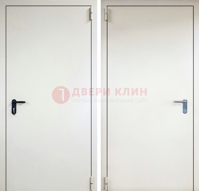 Белая железная противопожарная дверь ДТ-16 в Щербинке