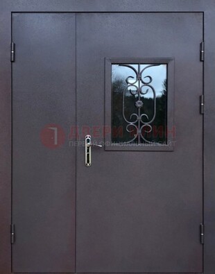 Тамбурная дверь Порошок со стеклом и ковкой ДТМ-48 в Щербинке