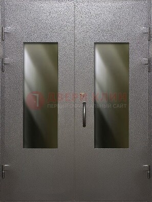 Серая тамбурная дверь со стеклянными вставками ДТМ-8 в Щербинке