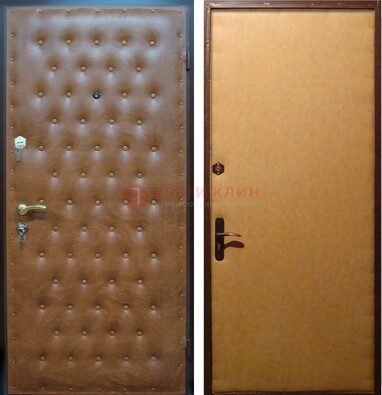 Желтая железная дверь с винилискожей ДВ-2 в Щербинке