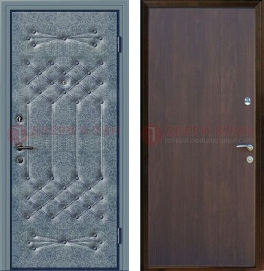 Серая металлическая дверь с винилискожей ДВ-35 в Щербинке