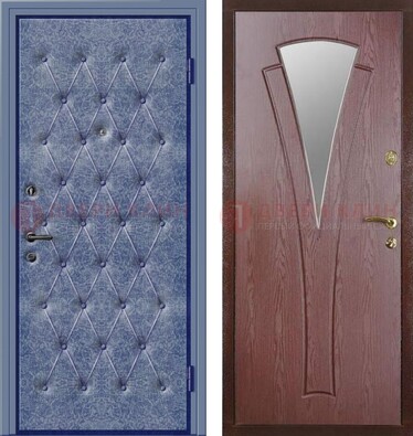 Синяя железная дверь с винилискожей ДВ-39 в Щербинке