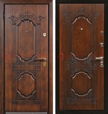 Коричневая железная дверь с виноритом и узором ДВТ-211 в Щербинке