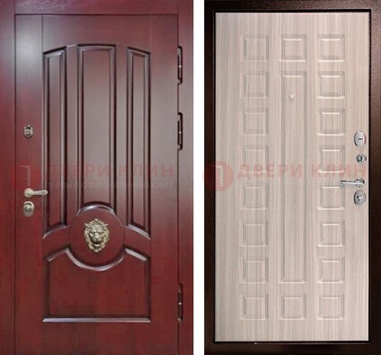 Темно-красная входная дверь с виноритом ДВТ-234 в Щербинке