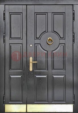 Черная металическая дверь с виноритом для дома ДВТ-241 в Щербинке