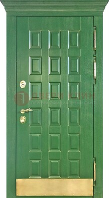 Входная зеленая дверь с виноритом для коттеджа ДВТ-249 в Щербинке
