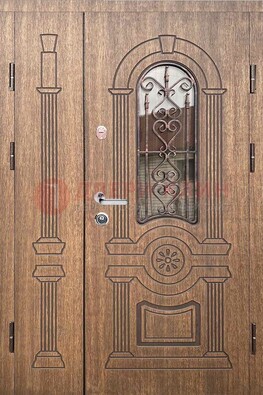 Железная классическая дверь с терморазрывом и рисунком ДВТ-77 в Щербинке