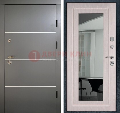 Черная металлическая дверь с зеркалом ДЗ-12 в Щербинке