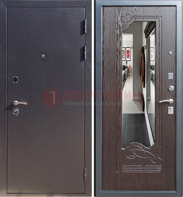 Черная входная дверь с зеркалом МДФ внутри ДЗ-29 в Люберцах
