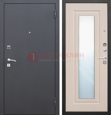 Черная входная дверь с зеркалом МДФ внутри ДЗ-31 в Щербинке
