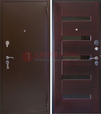 Темная железная дверь с зеркалом ДЗ-42 в Щербинке