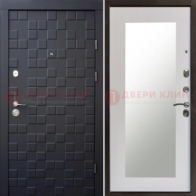 Черная стальная дверь МДФ и зеркалом ДЗ-50 в Щербинке