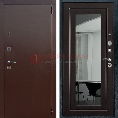 Металлическая дверь с порошковым напылением с МДФ и зеркалом ДЗ-61 в Щербинке