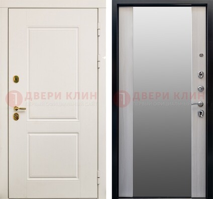 Белая стальная дверь с большим зеркалом ДЗ-73 в Щербинке