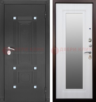 Стальная черная дверь МДФ с зеркалом ДЗ-76 в Щербинке