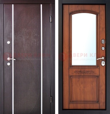 Входная дверь с МДФ и МДФ внутри с зеркалом ДЗ-88 в Щербинке